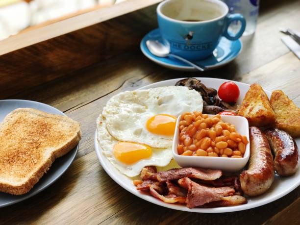 Breakfast table spread prepared for guests