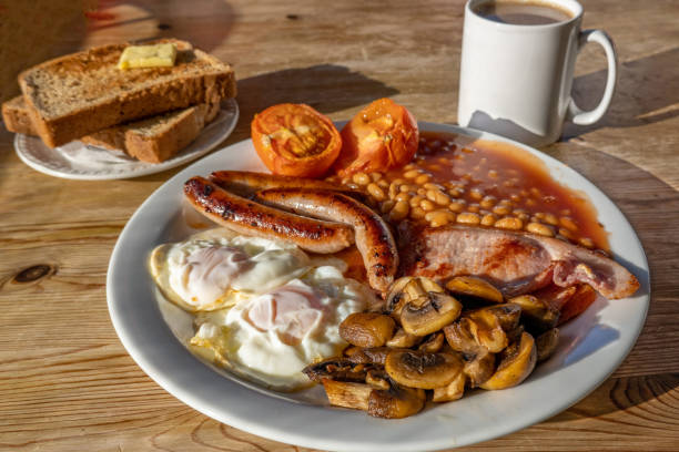 Traditional full English breakfast plated for guests